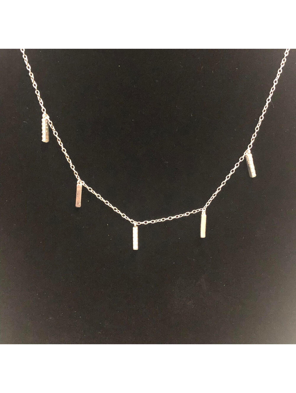 #38 SU Silver Unlimited Sterling silver 925 delicate CZ bar drop necklace